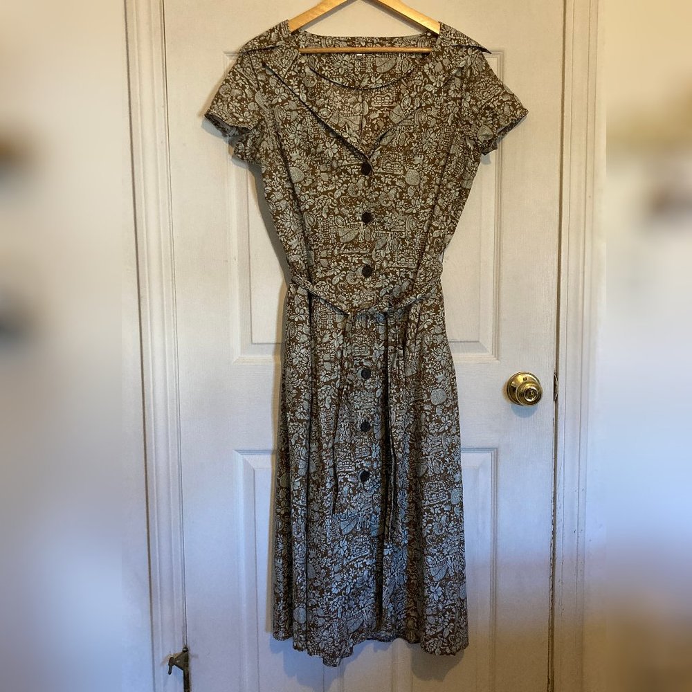 Peruvian Connection Printed Cotton Shirtdress - image 1